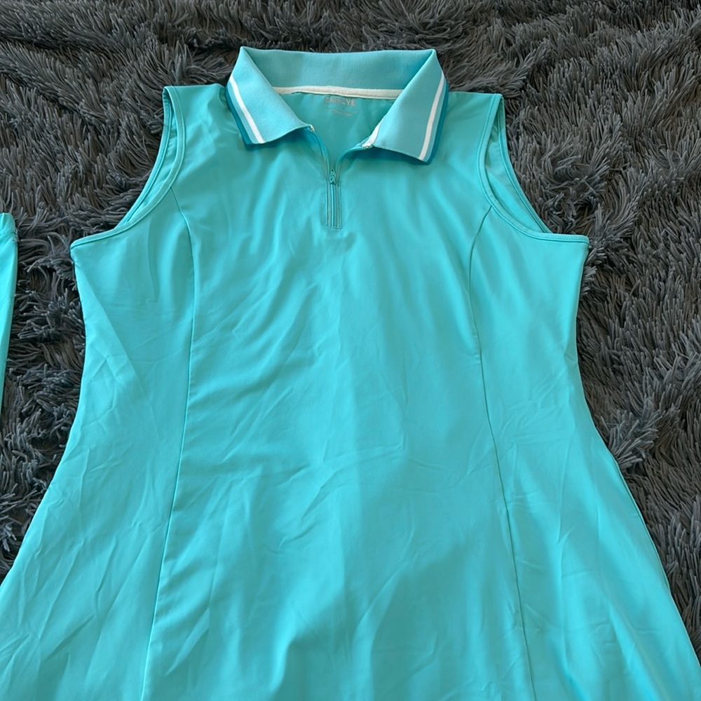 Women’s blue/aqua golf dress and bottoms